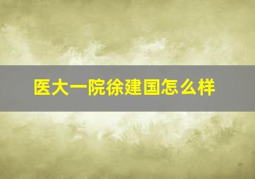 医大一院徐建国怎么样