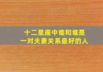 十二星座中谁和谁是一对夫妻关系最好的人