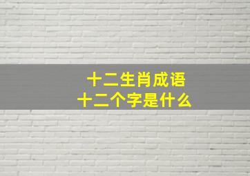 十二生肖成语十二个字是什么