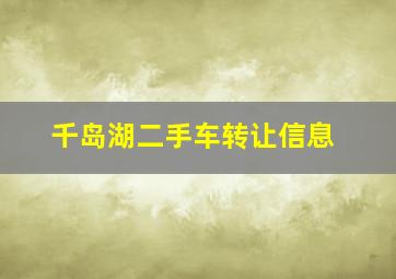 千岛湖二手车转让信息