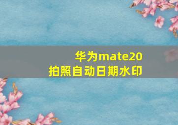 华为mate20拍照自动日期水印