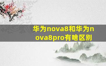 华为nova8和华为nova8pro有啥区别