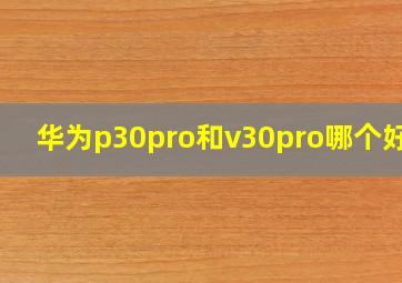 华为p30pro和v30pro哪个好点