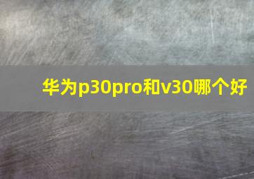 华为p30pro和v30哪个好