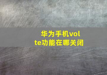 华为手机volte功能在哪关闭