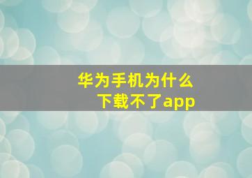 华为手机为什么下载不了app