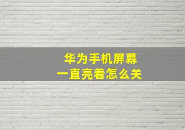 华为手机屏幕一直亮着怎么关