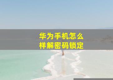 华为手机怎么样解密码锁定