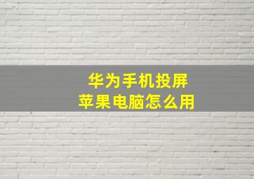 华为手机投屏苹果电脑怎么用