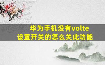 华为手机没有volte设置开关的怎么关此功能