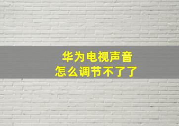 华为电视声音怎么调节不了了