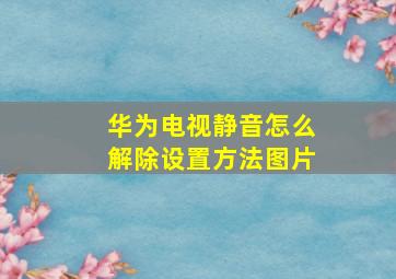 华为电视静音怎么解除设置方法图片