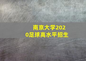 南京大学2020足球高水平招生