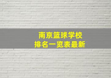 南京篮球学校排名一览表最新