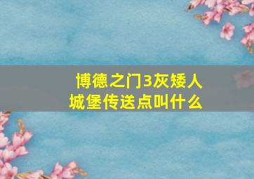 博德之门3灰矮人城堡传送点叫什么