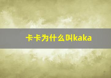 卡卡为什么叫kaka