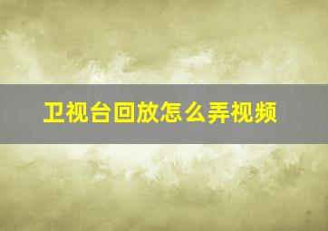 卫视台回放怎么弄视频