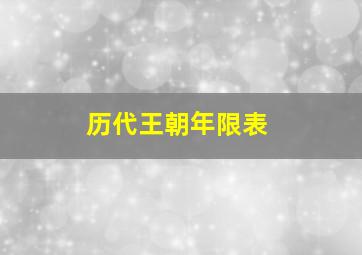 历代王朝年限表