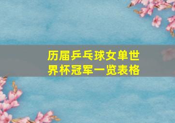 历届乒乓球女单世界杯冠军一览表格