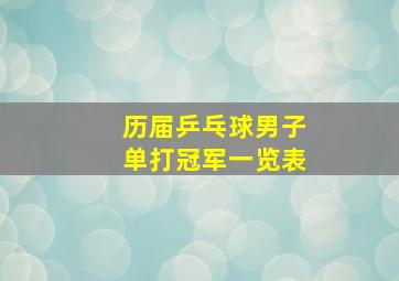 历届乒乓球男子单打冠军一览表