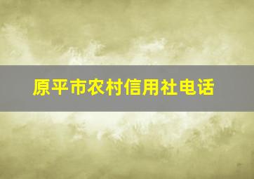 原平市农村信用社电话