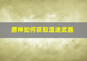 原神如何获取温迪武器