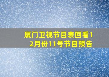 厦门卫视节目表回看12月份11号节目预告