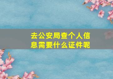 去公安局查个人信息需要什么证件呢