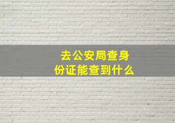 去公安局查身份证能查到什么