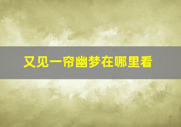 又见一帘幽梦在哪里看