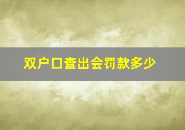 双户口查出会罚款多少