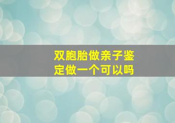 双胞胎做亲子鉴定做一个可以吗