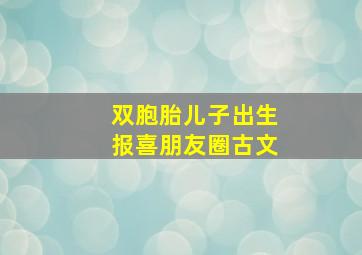 双胞胎儿子出生报喜朋友圈古文