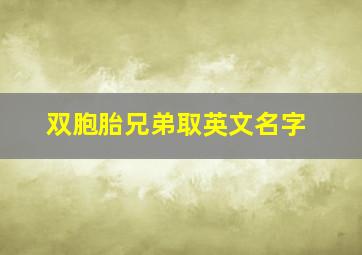 双胞胎兄弟取英文名字