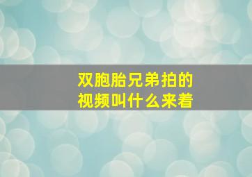 双胞胎兄弟拍的视频叫什么来着