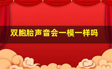 双胞胎声音会一模一样吗