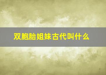 双胞胎姐妹古代叫什么