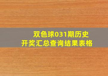 双色球031期历史开奖汇总查询结果表格