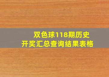 双色球118期历史开奖汇总查询结果表格