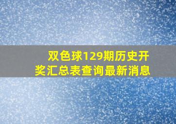 双色球129期历史开奖汇总表查询最新消息