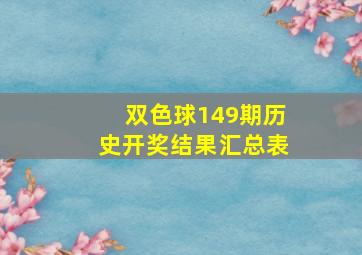 双色球149期历史开奖结果汇总表