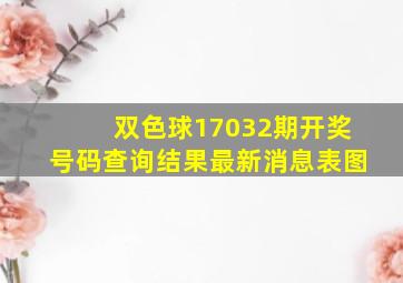 双色球17032期开奖号码查询结果最新消息表图