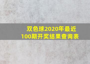 双色球2020年最近100期开奖结果查询表