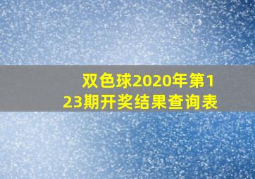 双色球2020年第123期开奖结果查询表