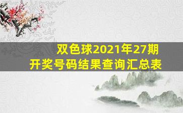 双色球2021年27期开奖号码结果查询汇总表