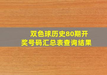 双色球历史80期开奖号码汇总表查询结果