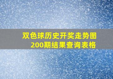 双色球历史开奖走势图200期结果查询表格