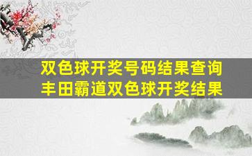 双色球开奖号码结果查询丰田霸道双色球开奖结果