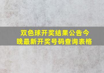 双色球开奖结果公告今晚最新开奖号码查询表格