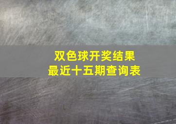 双色球开奖结果最近十五期查询表